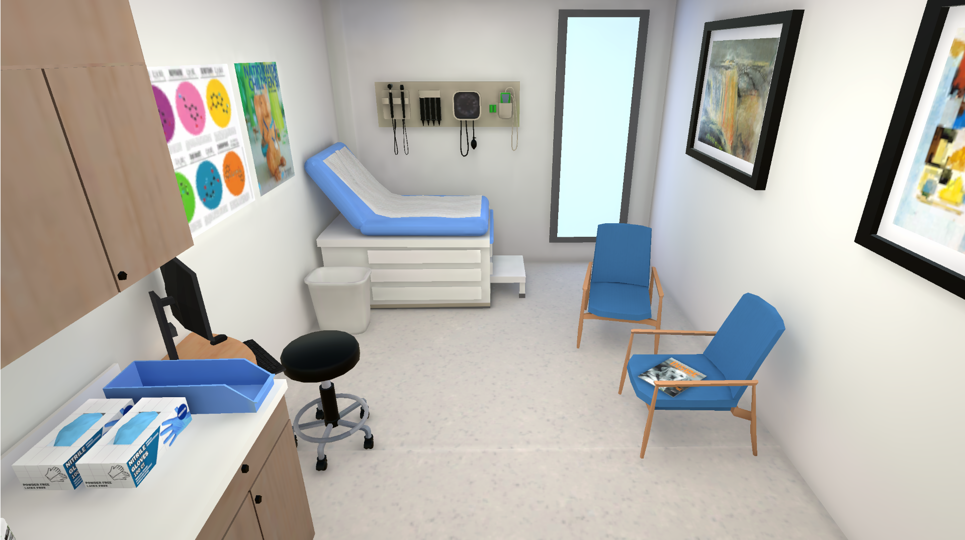 Hospital exam room VR environment